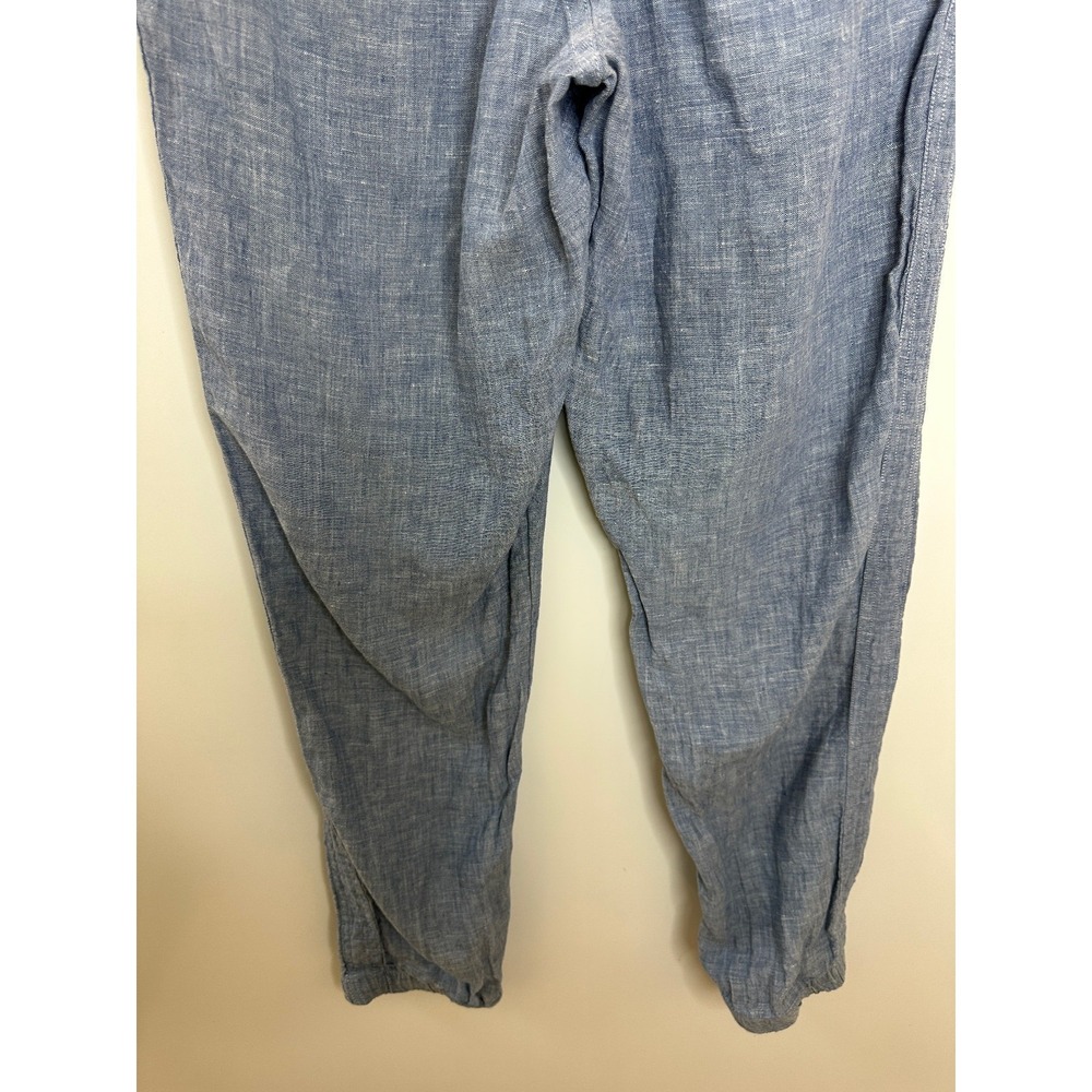 Athleta Cabo 100% Linen Jogger Pants Chambray Blue Resort Beach Zip Pockets 6 - Picture 14 of 16